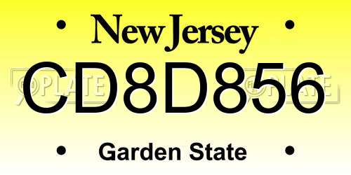 CD8D856 New Jersey License Plate