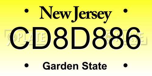 CD8D886 New Jersey License Plate
