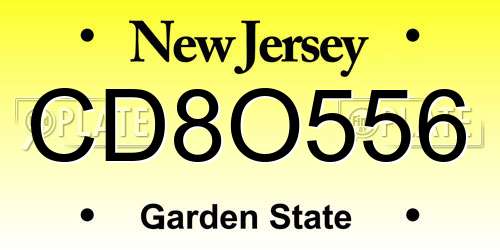 CD8O556 New Jersey License Plate