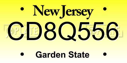 CD8Q556 New Jersey License Plate