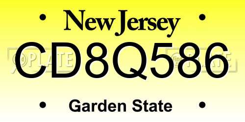 CD8Q586 New Jersey License Plate