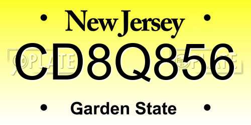 CD8Q856 New Jersey License Plate