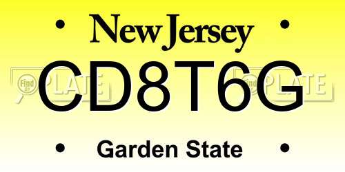 CD8T6G New Jersey License Plate