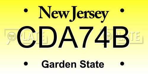 CDA74B New Jersey License Plate