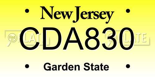 CDA830 New Jersey License Plate