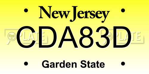 CDA83D New Jersey License Plate