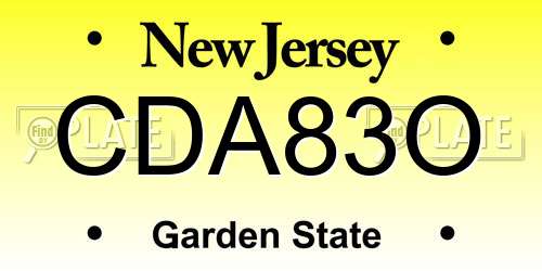CDA83O New Jersey License Plate