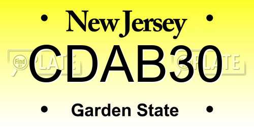 CDAB30 New Jersey License Plate
