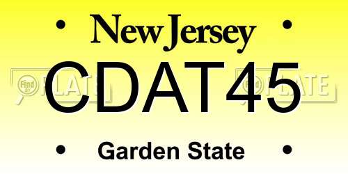 CDAT45 New Jersey License Plate