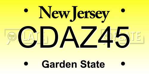 CDAZ45 New Jersey License Plate