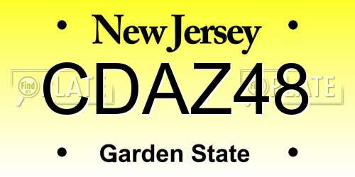 CDAZ48 New Jersey License Plate