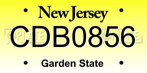 CDB0856 New Jersey License Plate