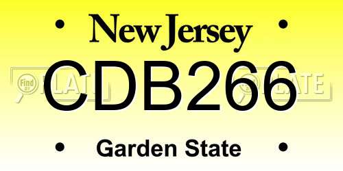 CDB266 New Jersey License Plate