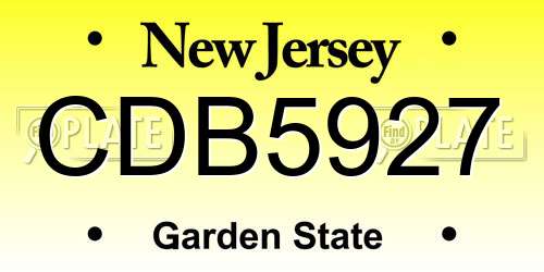 CDB5927 New Jersey License Plate