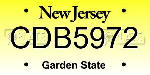 CDB5972 New Jersey License Plate
