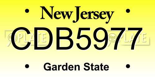 CDB5977 New Jersey License Plate
