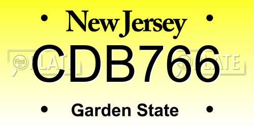 CDB766 New Jersey License Plate