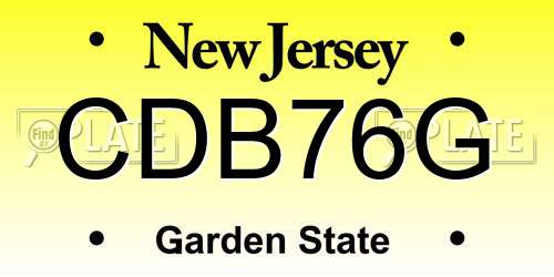 CDB76G New Jersey License Plate