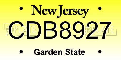 CDB8927 New Jersey License Plate
