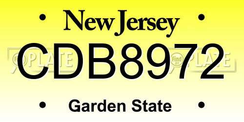 CDB8972 New Jersey License Plate