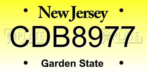 CDB8977 New Jersey License Plate