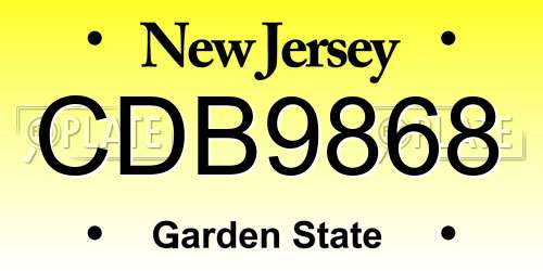 CDB9868 New Jersey License Plate