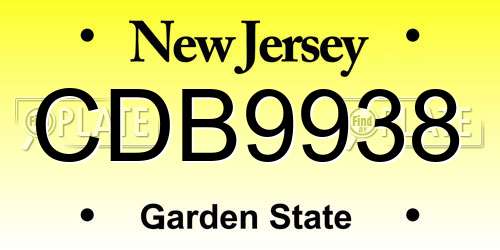 CDB9938 New Jersey License Plate