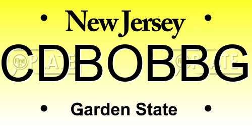 CDBOBBG New Jersey License Plate