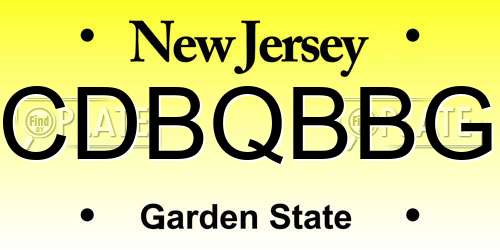CDBQBBG New Jersey License Plate