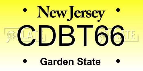 CDBT66 New Jersey License Plate