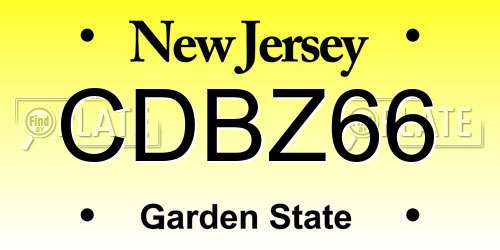 CDBZ66 New Jersey License Plate