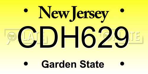CDH629 New Jersey License Plate