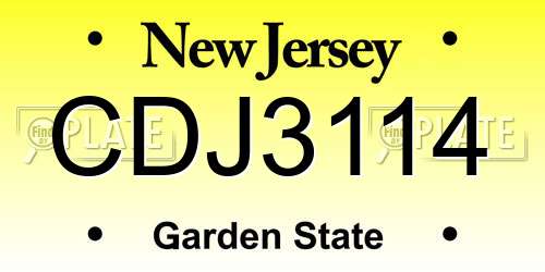 CDJ3114 New Jersey License Plate