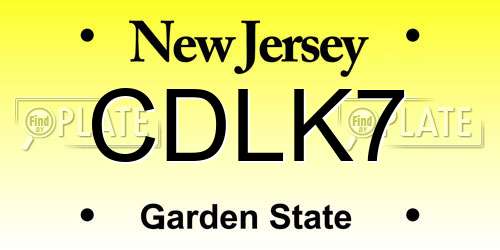 CDLK7 New Jersey License Plate