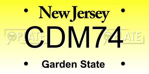 CDM74 New Jersey License Plate