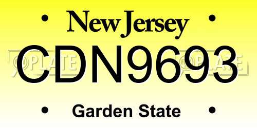 CDN9693 New Jersey License Plate