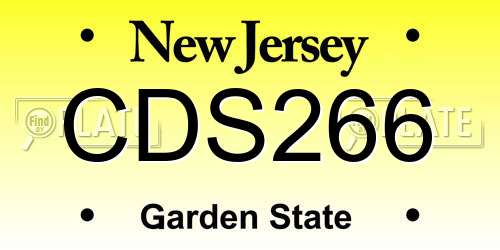 CDS266 New Jersey License Plate