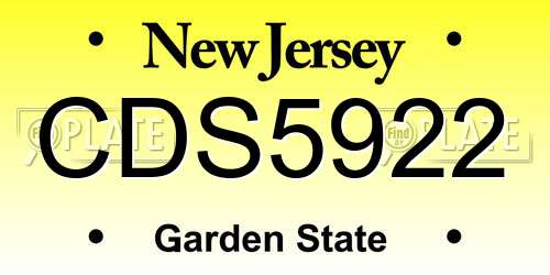 CDS5922 New Jersey License Plate