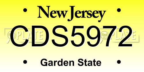 CDS5972 New Jersey License Plate