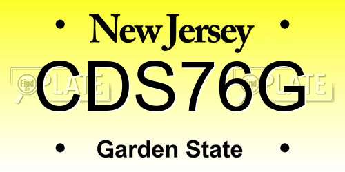 CDS76G New Jersey License Plate
