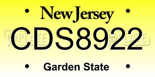 CDS8922 New Jersey License Plate