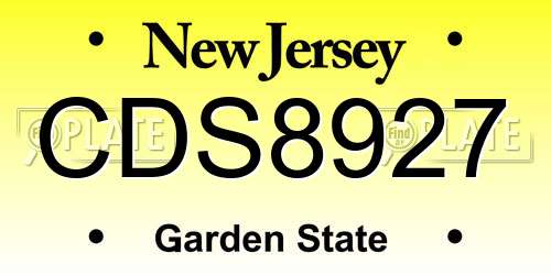 CDS8927 New Jersey License Plate