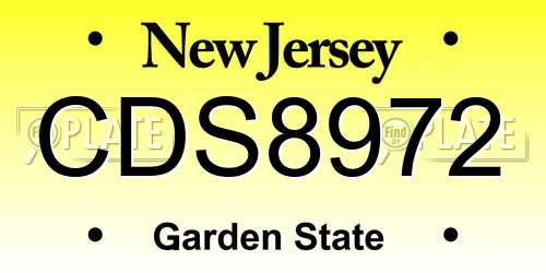 CDS8972 New Jersey License Plate