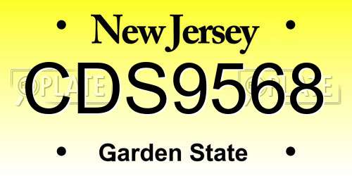 CDS9568 New Jersey License Plate