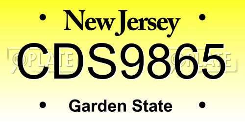CDS9865 New Jersey License Plate