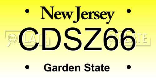 CDSZ66 New Jersey License Plate