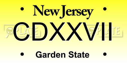 CDXXVII New Jersey License Plate