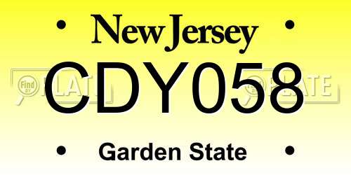 CDY058 New Jersey License Plate
