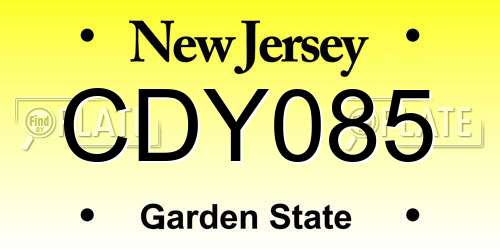 CDY085 New Jersey License Plate