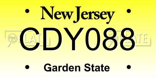 CDY088 New Jersey License Plate